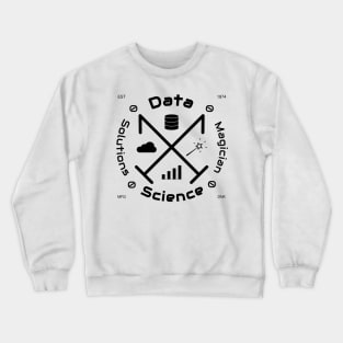 Data Science Solutions Magician | Vintage Retro Hipster Logo Black Crewneck Sweatshirt